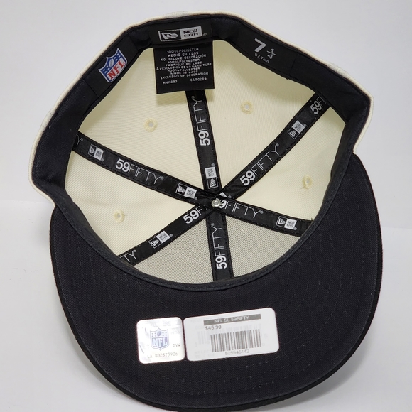 New Era Baltimore Ravens On-Field Cap 59Fifty NFL 7 1/4 Fitted Hat Black Cream - Picture 5 of 8
